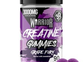 Warrior Creatine Gummies for Men & Women Vegan & Sugar-Free 30 Day Supply Post Workout Chewable Creatine Monohydrate Supplement for Muscle Strength Performance - Grape Fury