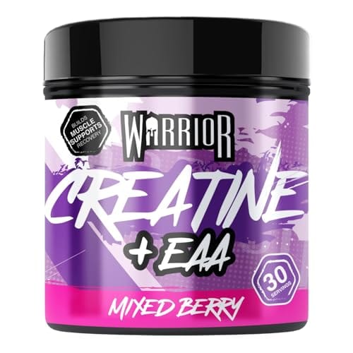Warrior Creatine Monohydrate Powder + EAA 270g (30 Servings) – Pure Creatine with Essential Amino Acid Supplements for Muscle Recovery & Growth, Pre & Post Workout for Men & Women – Mixed Berry