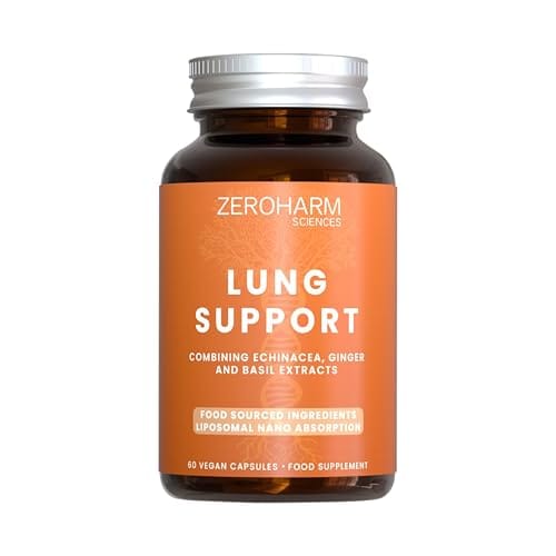ZeroHarm Lung Support – Herbal Blend with Echinacea, Ginger & Basil – Respiratory, Breathing & Immune Health – Liposomal Absorption – Powered by Real Food Ingredients – 60 Vegan Capsules